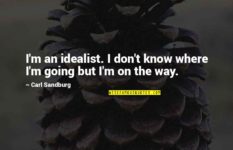 Trafalagar Quotes By Carl Sandburg: I'm an idealist. I don't know where I'm