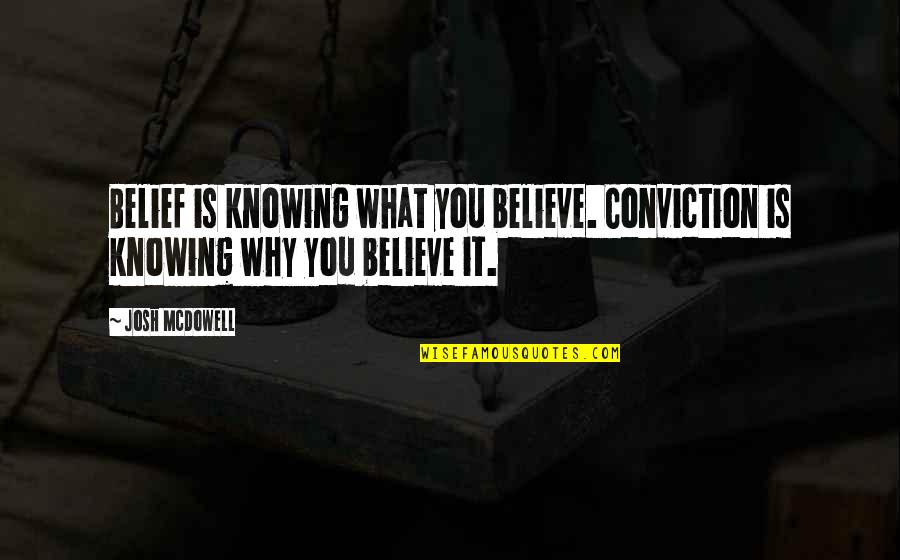 Traffickers Movie Quotes By Josh McDowell: Belief is knowing what you believe. Conviction is