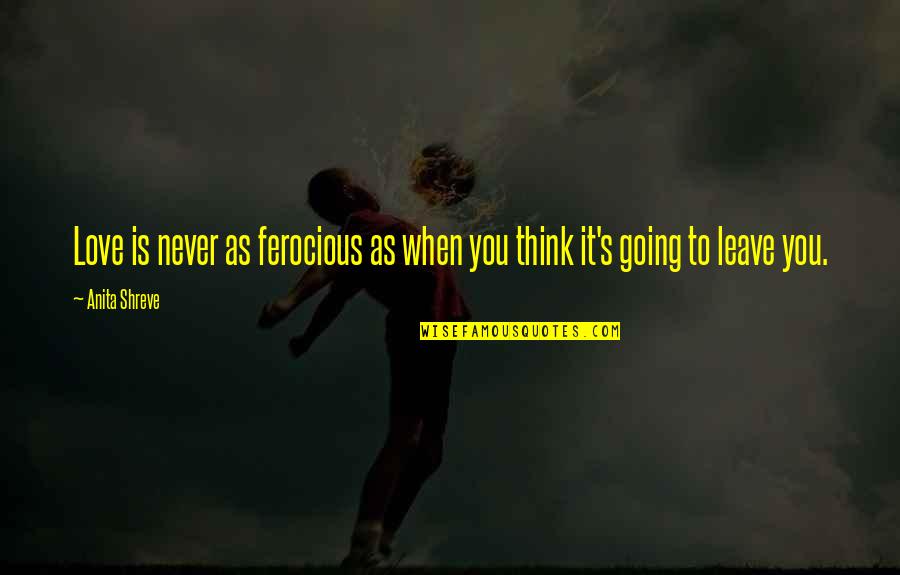 Tragoudia Quotes By Anita Shreve: Love is never as ferocious as when you