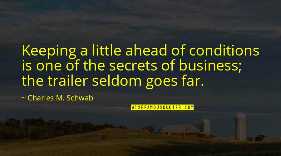 Trailers Quotes By Charles M. Schwab: Keeping a little ahead of conditions is one