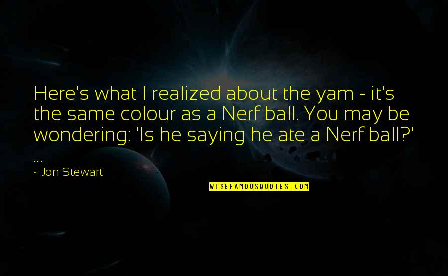 Trainham Disposal Quotes By Jon Stewart: Here's what I realized about the yam - Trainham Disposal Quotes By Jon Stewart: Here's what I realized about the yam -