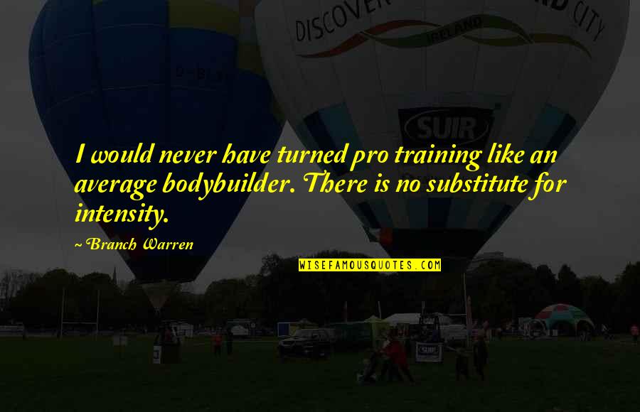 Training Intensity Quotes By Branch Warren: I would never have turned pro training like