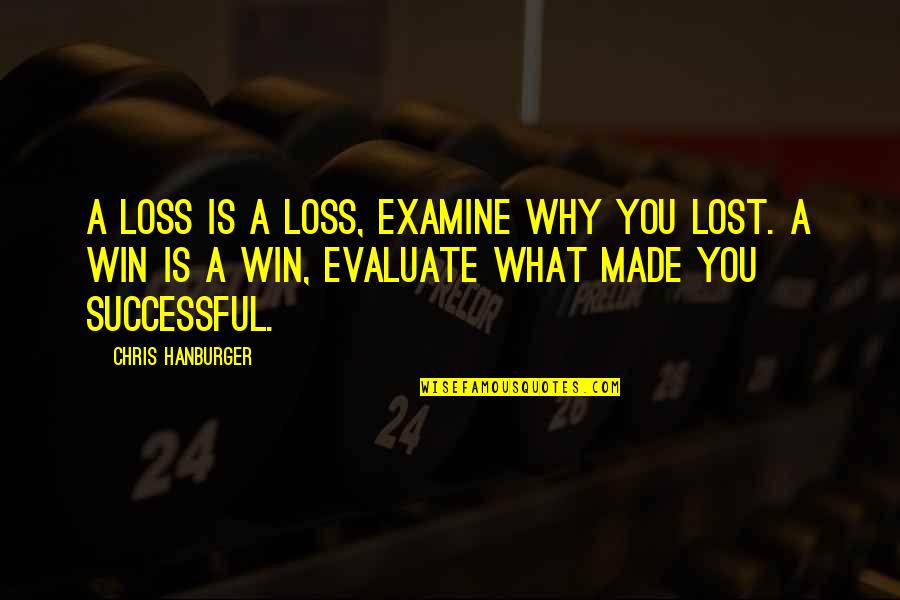 Training Shirts Quotes By Chris Hanburger: A loss is a loss, examine why you