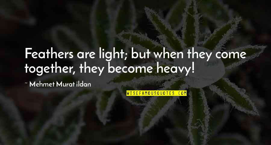 Traipse Synonym Quotes By Mehmet Murat Ildan: Feathers are light; but when they come together,