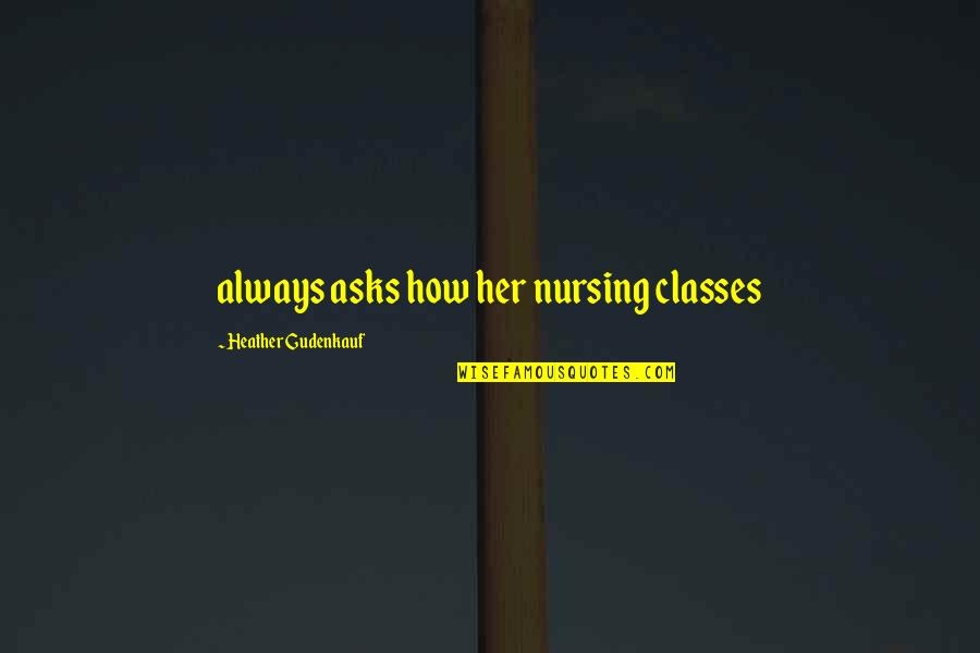 Trajkovski Financial Quotes By Heather Gudenkauf: always asks how her nursing classes