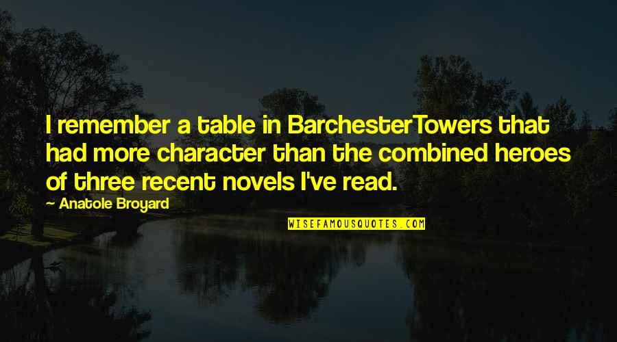 Tralla Quotes By Anatole Broyard: I remember a table in BarchesterTowers that had Tralla Quotes By Anatole Broyard: I remember a table in BarchesterTowers that had