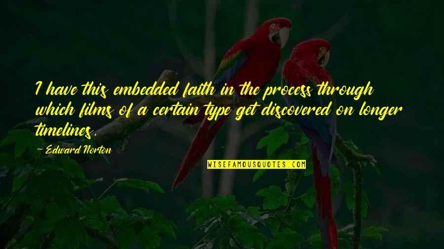 Trannel Quotes By Edward Norton: I have this embedded faith in the process