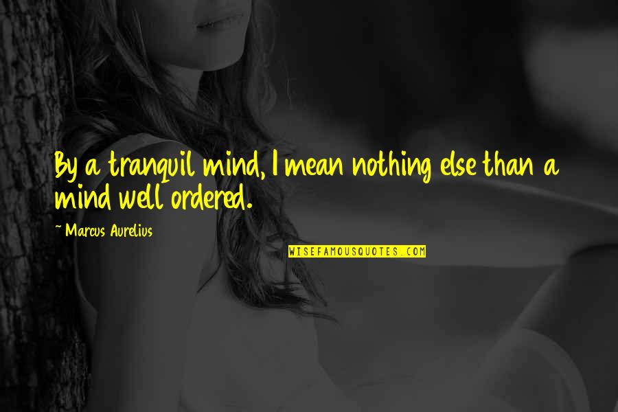 Tranquil Mind Quotes By Marcus Aurelius: By a tranquil mind, I mean nothing else