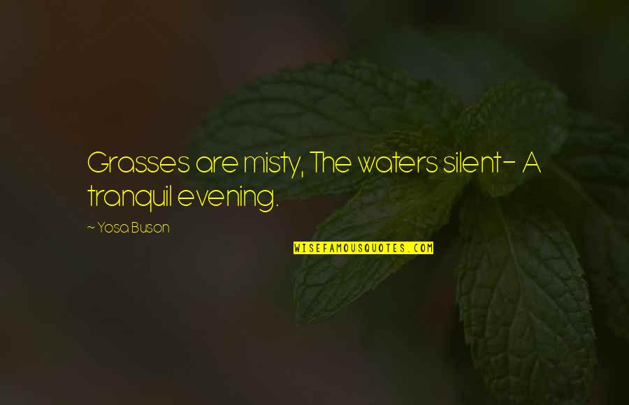 Tranquil Nature Quotes By Yosa Buson: Grasses are misty, The waters silent- A tranquil