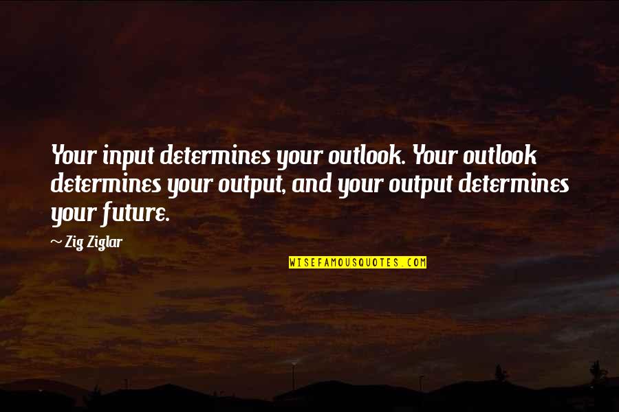 Tranquililty Quotes By Zig Ziglar: Your input determines your outlook. Your outlook determines