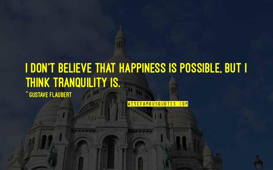 Tranquility Quotes By Gustave Flaubert: I don't believe that happiness is possible, but