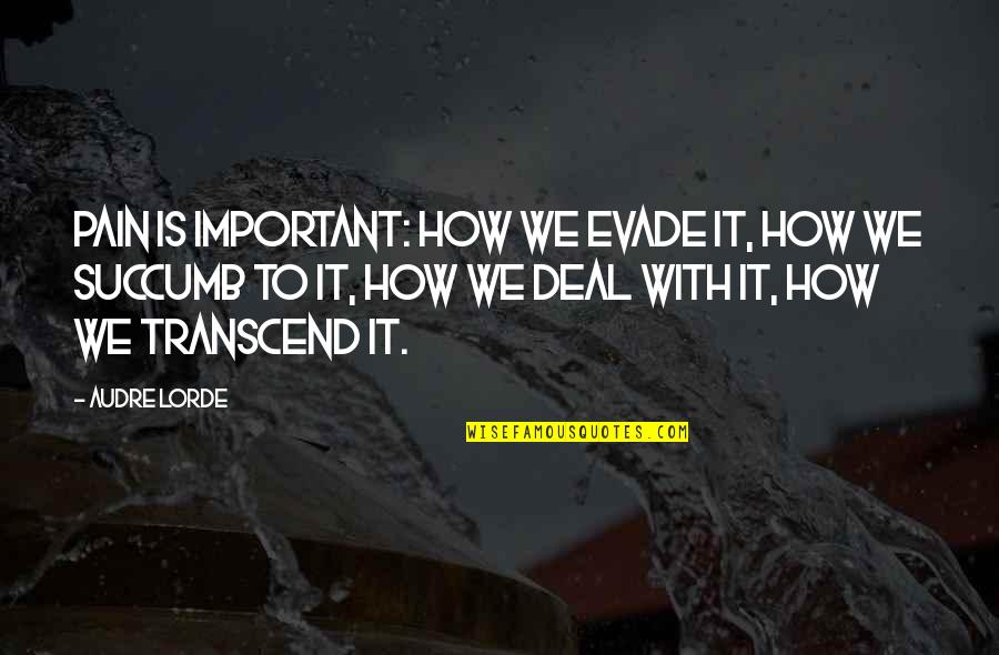 Transcend Pain Quotes By Audre Lorde: Pain is important: how we evade it, how