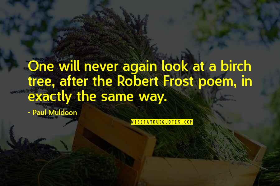 Transferring Colleges Quotes By Paul Muldoon: One will never again look at a birch Transferring Colleges Quotes By Paul Muldoon: One will never again look at a birch