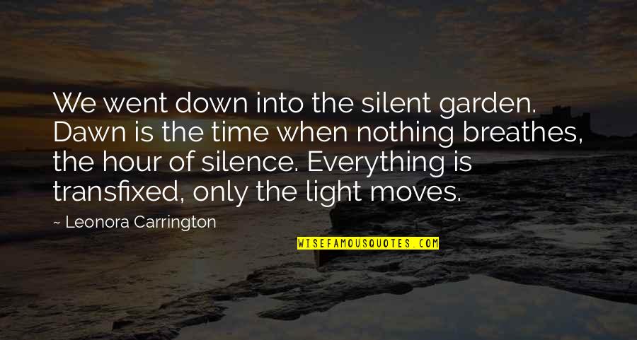 Transfixed Quotes By Leonora Carrington: We went down into the silent garden. Dawn