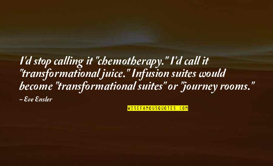 Transformational Quotes By Eve Ensler: I'd stop calling it "chemotherapy." I'd call it