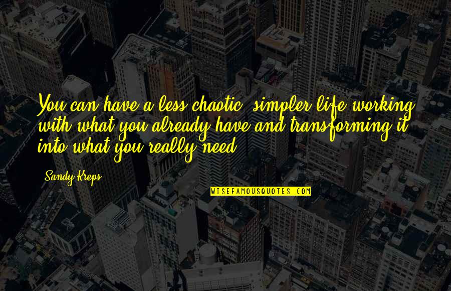 Transforming Life Quotes By Sandy Kreps: You can have a less chaotic, simpler life