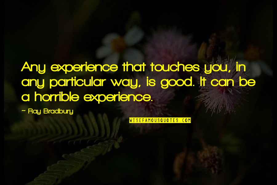 Transfusions Quotes By Ray Bradbury: Any experience that touches you, in any particular