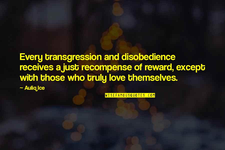 Transgression Quotes By Auliq Ice: Every transgression and disobedience receives a just recompense