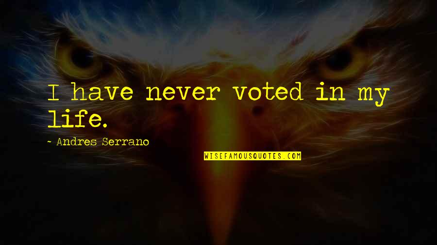 Transition To Heaven Quotes By Andres Serrano: I have never voted in my life.