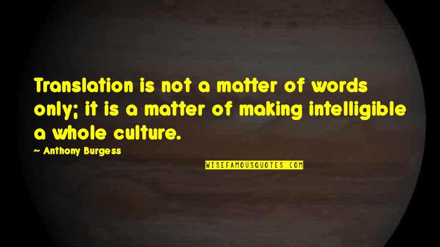 Translation And Culture Quotes By Anthony Burgess: Translation is not a matter of words only;