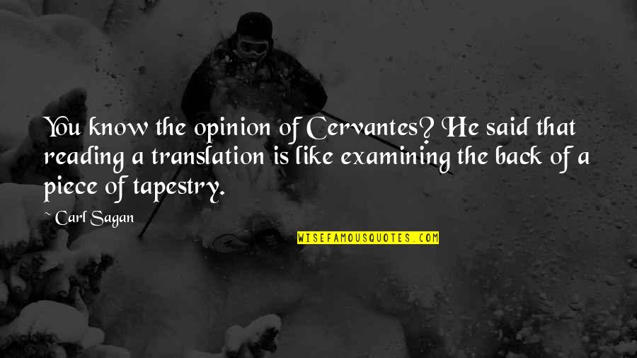 Translation Quotes By Carl Sagan: You know the opinion of Cervantes? He said