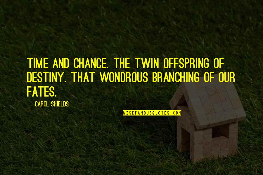 Translucence Quotes By Carol Shields: Time and chance. The twin offspring of destiny.