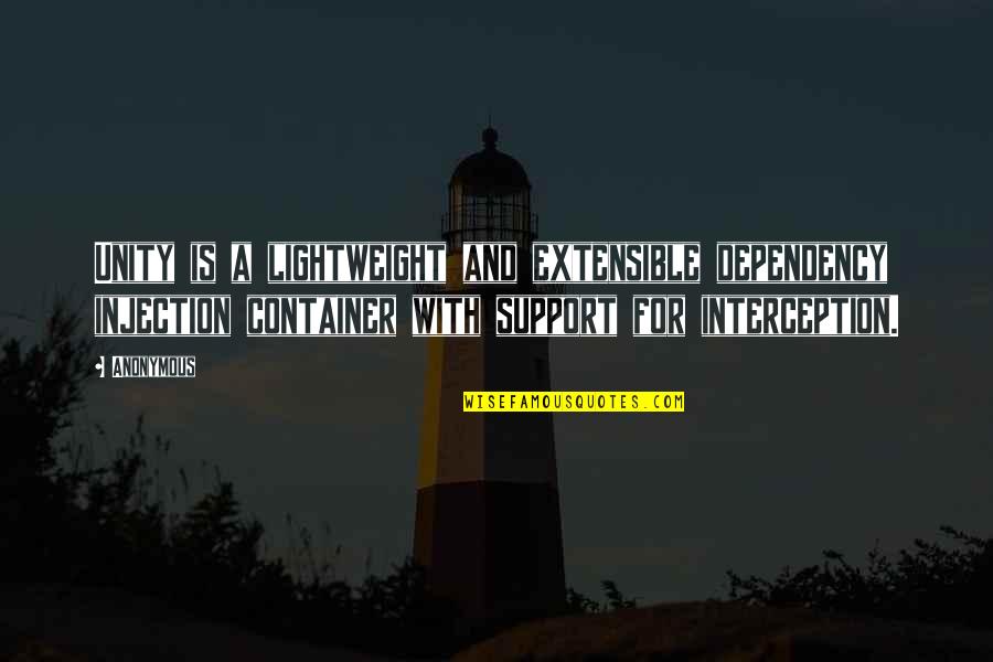 Transnationalism Quotes By Anonymous: Unity is a lightweight and extensible dependency injection Transnationalism Quotes By Anonymous: Unity is a lightweight and extensible dependency injection