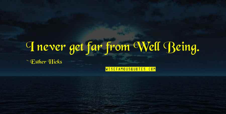 Transoms Quotes By Esther Hicks: I never get far from Well Being. Transoms Quotes By Esther Hicks: I never get far from Well Being.