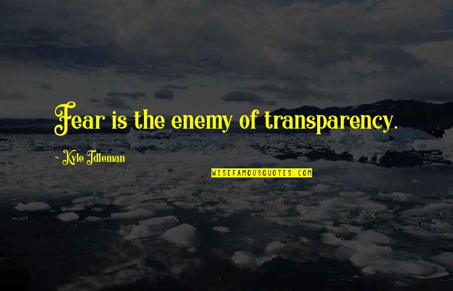 Transparency Quotes By Kyle Idleman: Fear is the enemy of transparency.