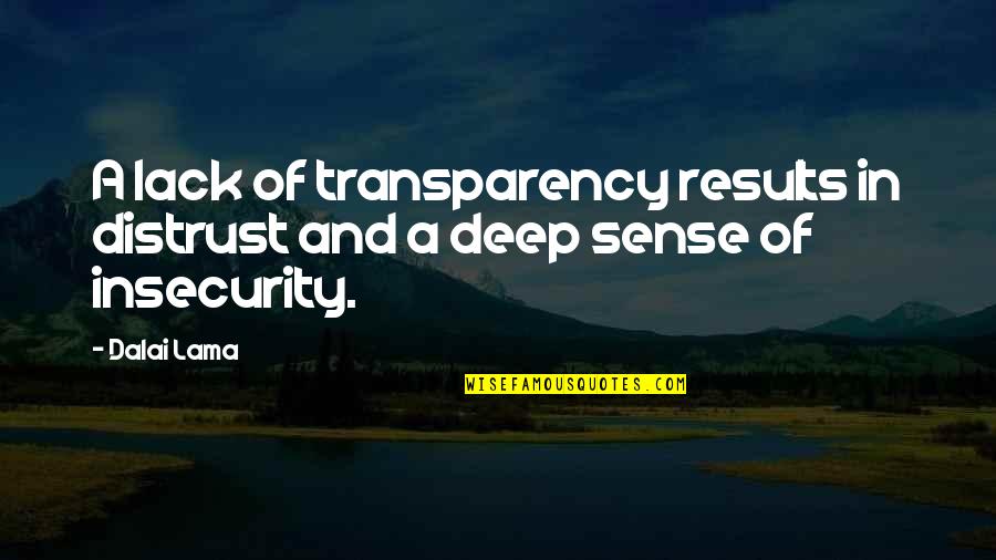 Transparency's Quotes By Dalai Lama: A lack of transparency results in distrust and