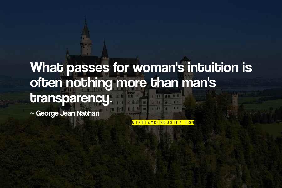 Transparency's Quotes By George Jean Nathan: What passes for woman's intuition is often nothing
