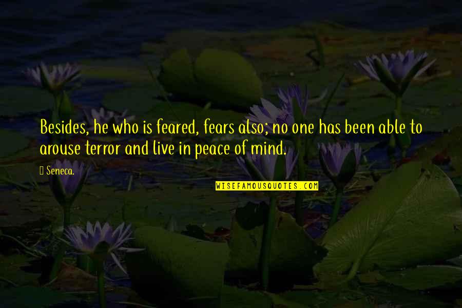 Transpiracion Significado Quotes By Seneca.: Besides, he who is feared, fears also; no Transpiracion Significado Quotes By Seneca.: Besides, he who is feared, fears also; no