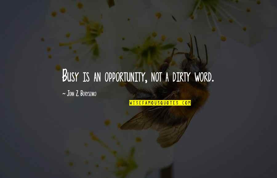Transportations In China Quotes By Joan Z. Borysenko: Busy is an opportunity, not a dirty word.