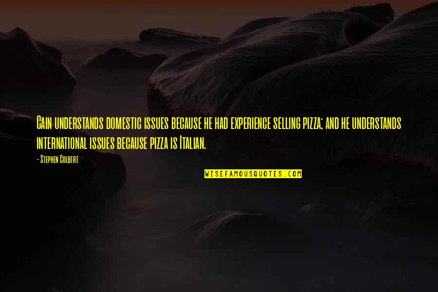 Transvaal Training Quotes By Stephen Colbert: Cain understands domestic issues because he had experience Transvaal Training Quotes By Stephen Colbert: Cain understands domestic issues because he had experience