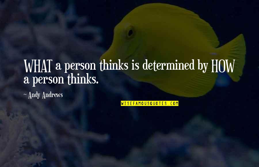 Trapanners Quotes By Andy Andrews: WHAT a person thinks is determined by HOW Trapanners Quotes By Andy Andrews: WHAT a person thinks is determined by HOW