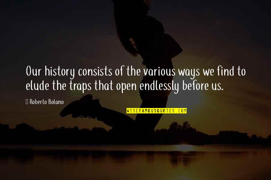 Traps Quotes By Roberto Bolano: Our history consists of the various ways we