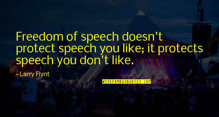 Traquandi Peintre Quotes By Larry Flynt: Freedom of speech doesn't protect speech you like;