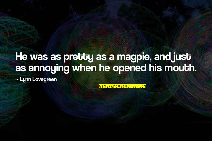 Traslado Interno Quotes By Lynn Lovegreen: He was as pretty as a magpie, and