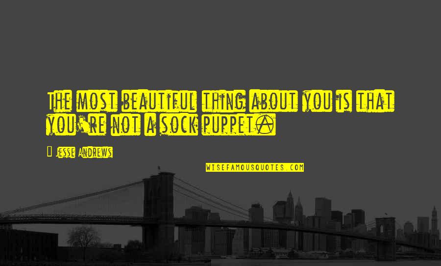 Trasse De Chien Quotes By Jesse Andrews: The most beautiful thing about you is that