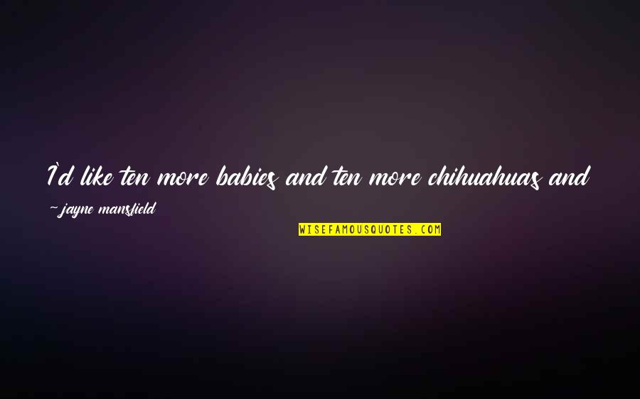 Tratores Pequenos Quotes By Jayne Mansfield: I'd like ten more babies and ten more Tratores Pequenos Quotes By Jayne Mansfield: I'd like ten more babies and ten more