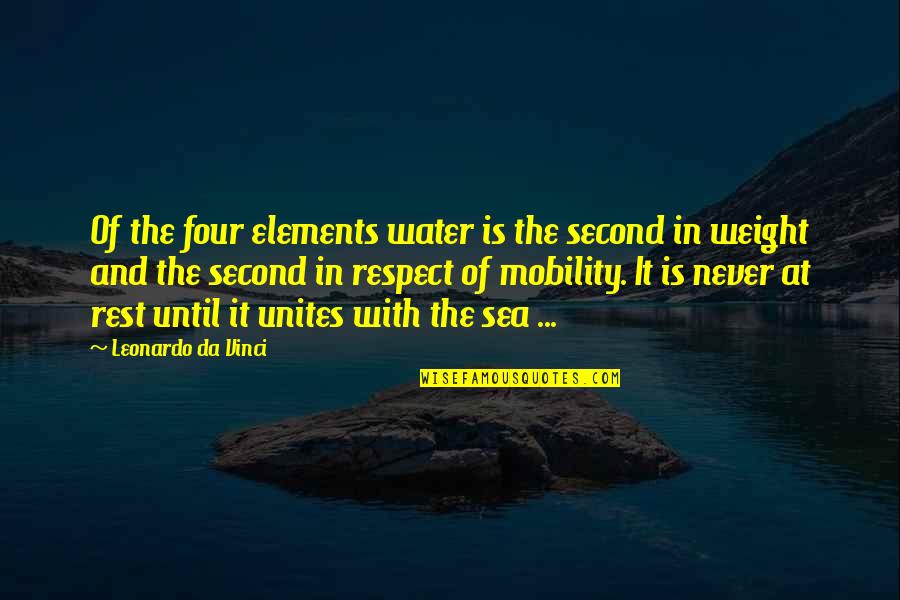 Travel And Nature Quotes By Leonardo Da Vinci: Of the four elements water is the second Travel And Nature Quotes By Leonardo Da Vinci: Of the four elements water is the second