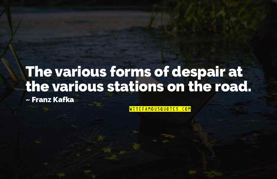 Travel On The Road Quotes By Franz Kafka: The various forms of despair at the various