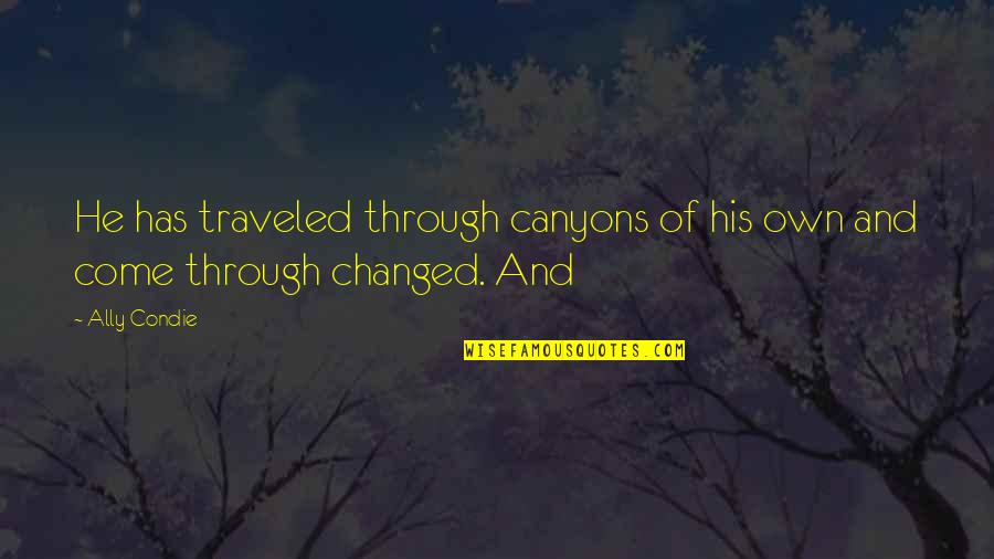 Traveled Quotes By Ally Condie: He has traveled through canyons of his own