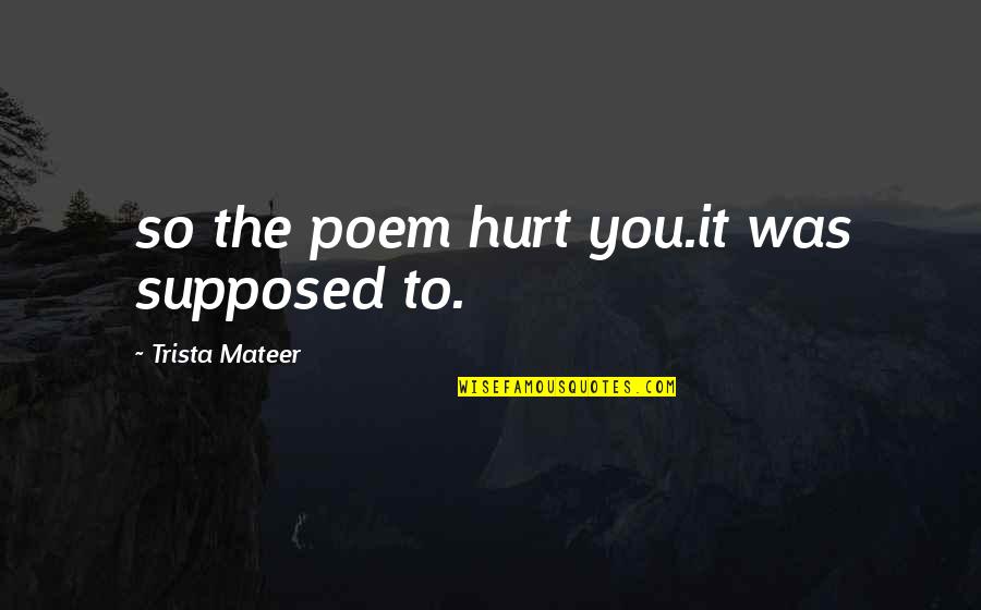 Traveling The World Alone Quotes By Trista Mateer: so the poem hurt you.it was supposed to.