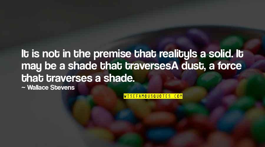 Traverses Quotes By Wallace Stevens: It is not in the premise that realityIs