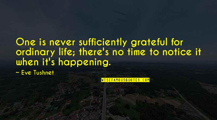 Travis Rice Famous Quotes By Eve Tushnet: One is never sufficiently grateful for ordinary life; Travis Rice Famous Quotes By Eve Tushnet: One is never sufficiently grateful for ordinary life;