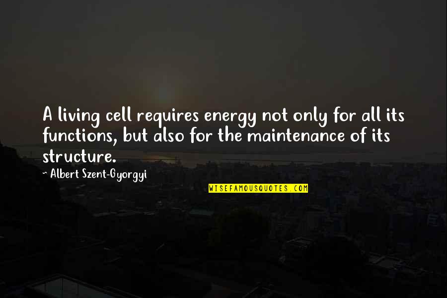 Traycol Quotes By Albert Szent-Gyorgyi: A living cell requires energy not only for