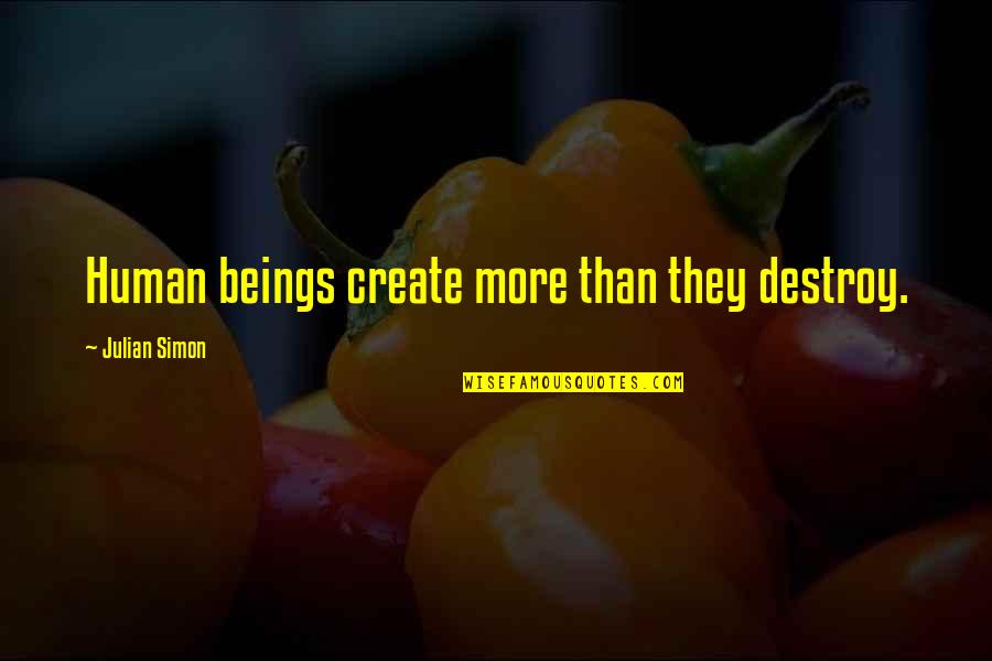 Trayvon Martin Inspirational Quotes By Julian Simon: Human beings create more than they destroy.