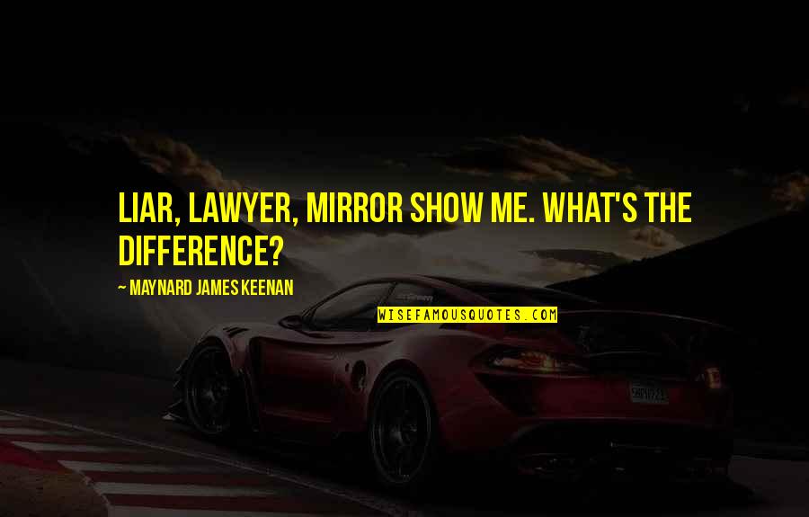Treacle Syrup Quotes By Maynard James Keenan: Liar, lawyer, mirror show me. What's the difference?