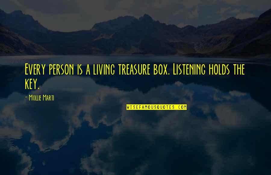Treasure Box Quotes By Mollie Marti: Every person is a living treasure box. Listening